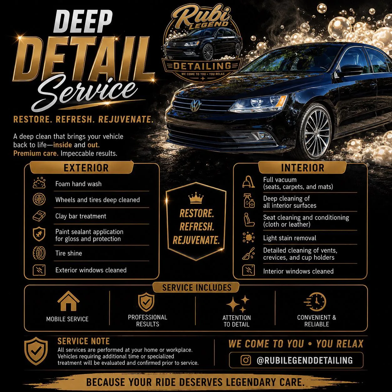 Black Volkswagen deep detail service result