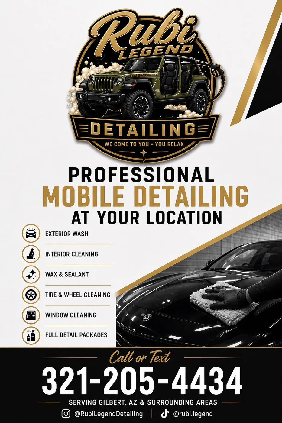 Rubi Legend Detailing professional mobile detailing flyer