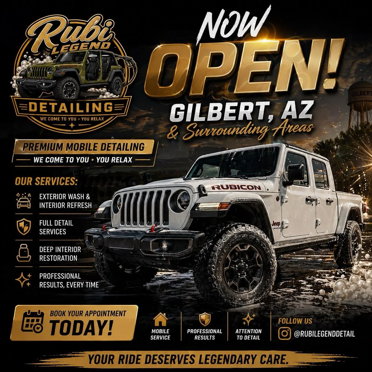 White Gladiator off-road mobile detailing service