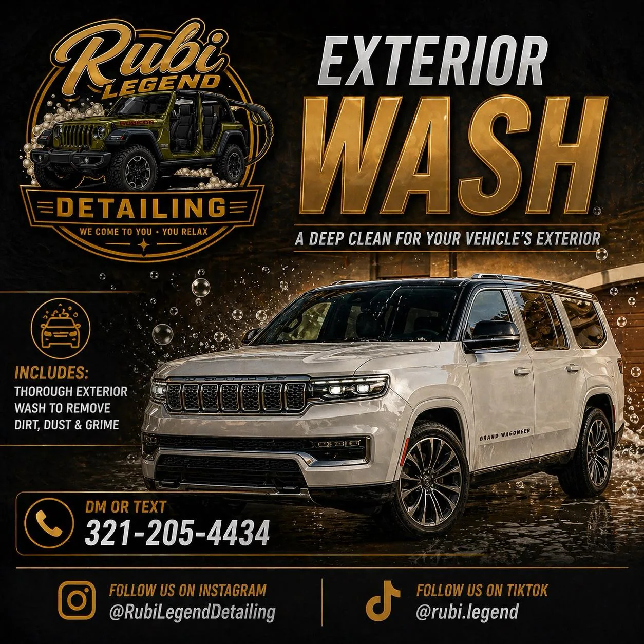 White Wagoneer exterior detailing feature